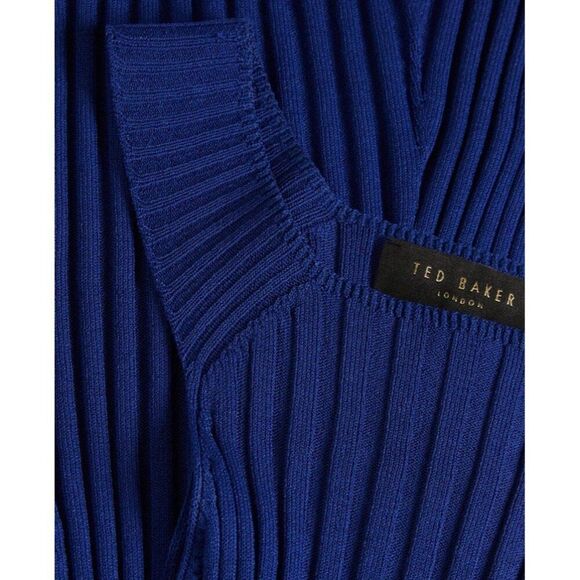 ted baker ribbed feoniix knit tank top solid Dark Blue Halter Small - Picture 5 of 8